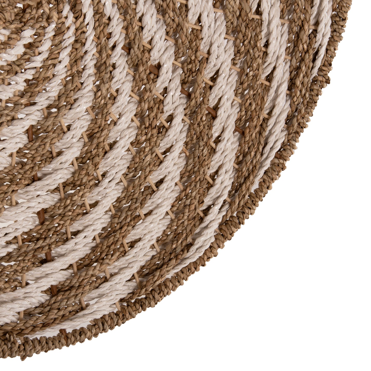 Wall Decor Round Hm7830.01 Spiral Look-seagrass In White&natural Color Φ61x3cm.