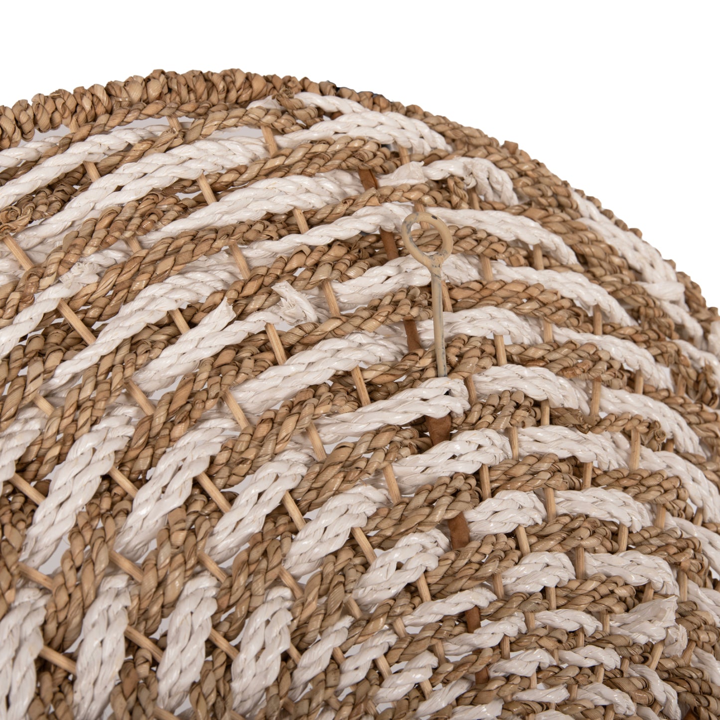 Wall Decor Round Hm7830.01 Spiral Look-seagrass In White&natural Color Φ61x3cm.