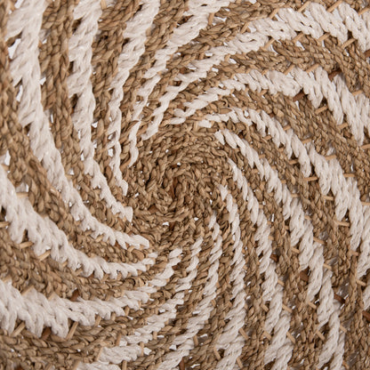 Wall Decor Round Hm7830.01 Spiral Look-seagrass In White&natural Color Φ61x3cm.
