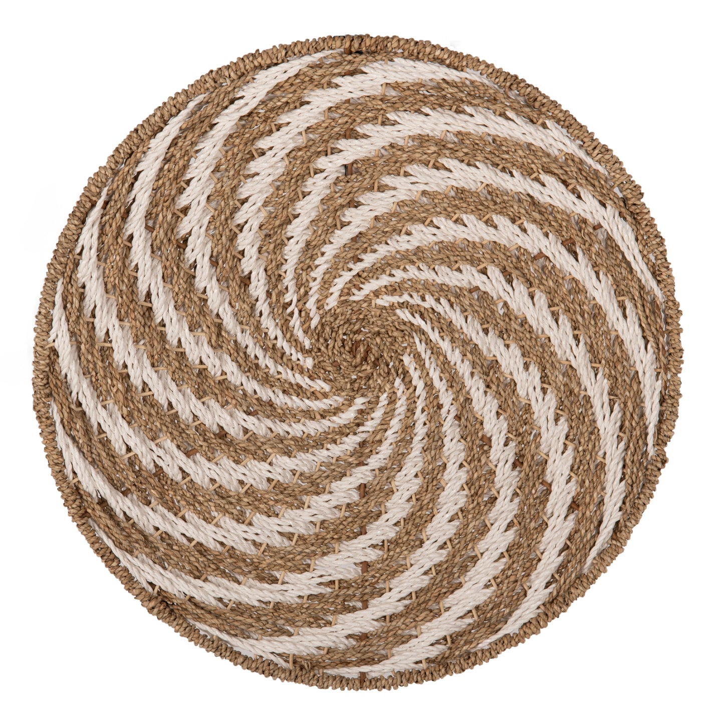 Wall Decor Round Hm7830.01 Spiral Look-seagrass In White&natural Color Φ61x3cm.