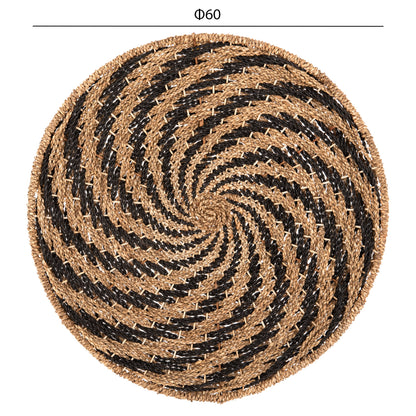 Wall Decor Round Hm7830.02 Spiral Look-seagrass In Black&natural Color Φ61x3cm.