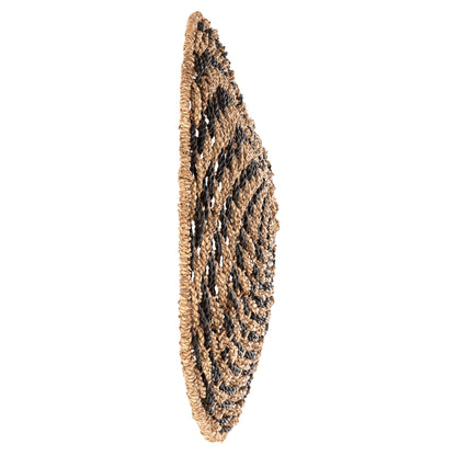 Wall Decor Round Hm7830.02 Spiral Look-seagrass In Black&natural Color Φ61x3cm.