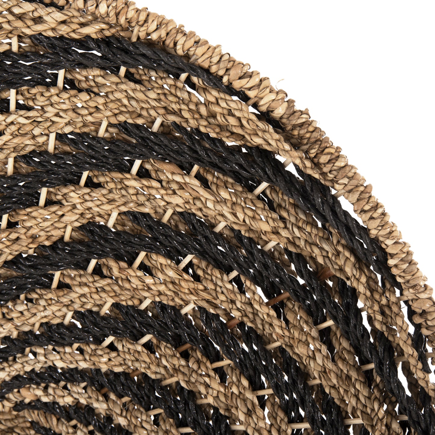 Wall Decor Round Hm7830.02 Spiral Look-seagrass In Black&natural Color Φ61x3cm.