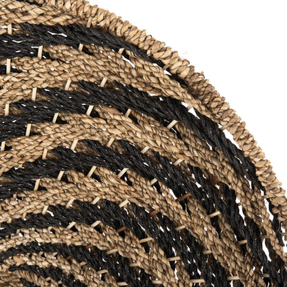 Wall Decor Round Hm7830.02 Spiral Look-seagrass In Black&natural Color Φ61x3cm.