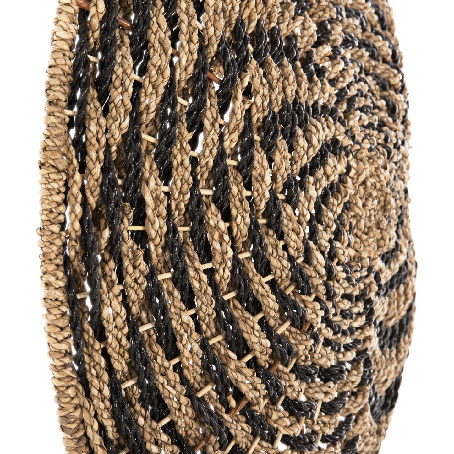 Wall Decor Round Hm7830.02 Spiral Look-seagrass In Black&natural Color Φ61x3cm.