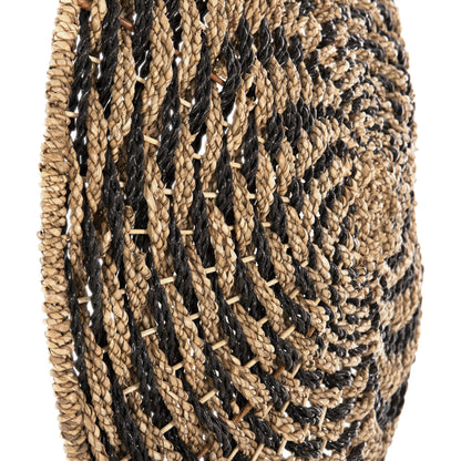 Wall Decor Round Hm7830.02 Spiral Look-seagrass In Black&natural Color Φ61x3cm.