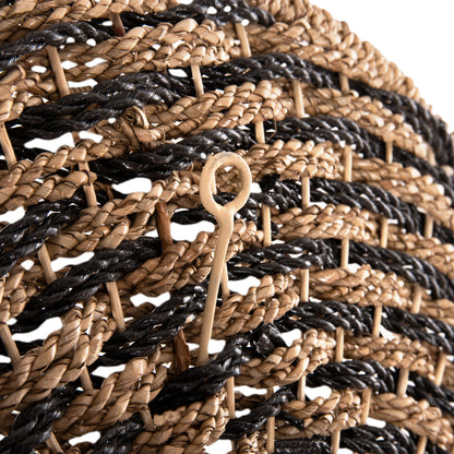 Wall Decor Round Hm7830.02 Spiral Look-seagrass In Black&natural Color Φ61x3cm.