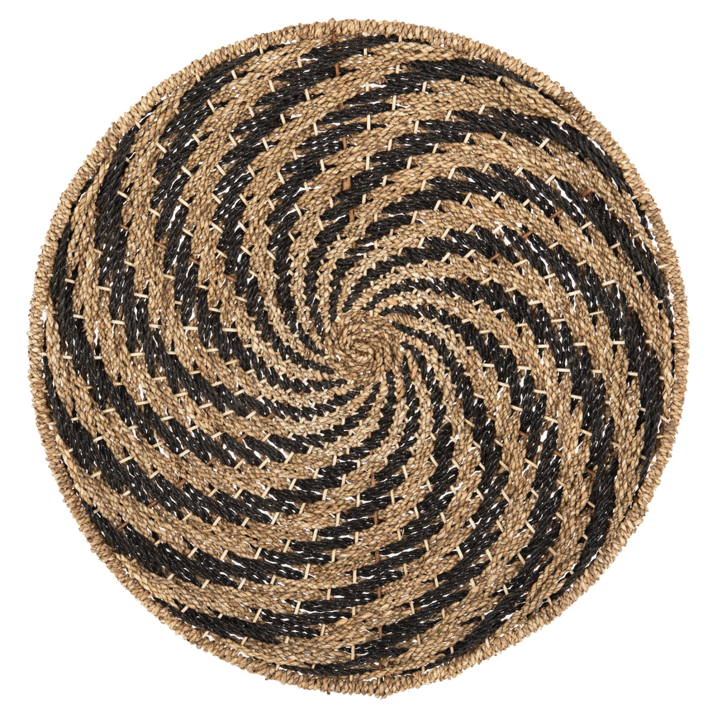 Wall Decor Round Hm7830.02 Spiral Look-seagrass In Black&natural Color Φ61x3cm.