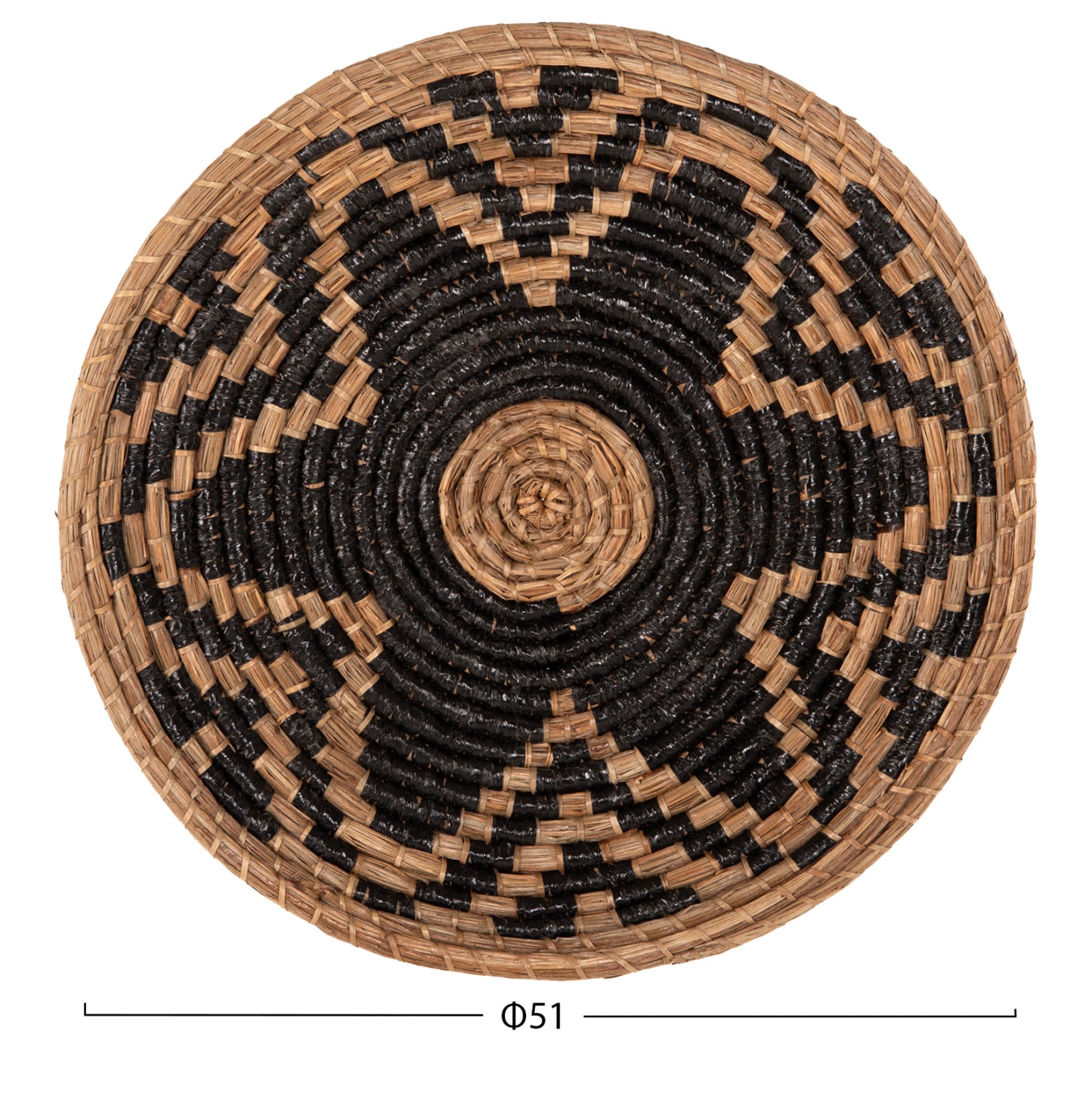 Wall Decor Round Hm7863 Mendong Grass In Natural-black Φ51x6(depth)cm