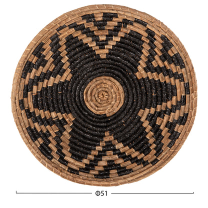 Wall Decor Round Hm7863 Mendong Grass In Natural-black Φ51x6(depth)cm