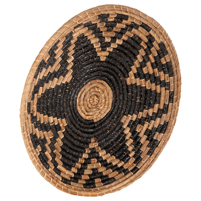 Wall Decor Round Hm7863 Mendong Grass In Natural-black Φ51x6(depth)cm