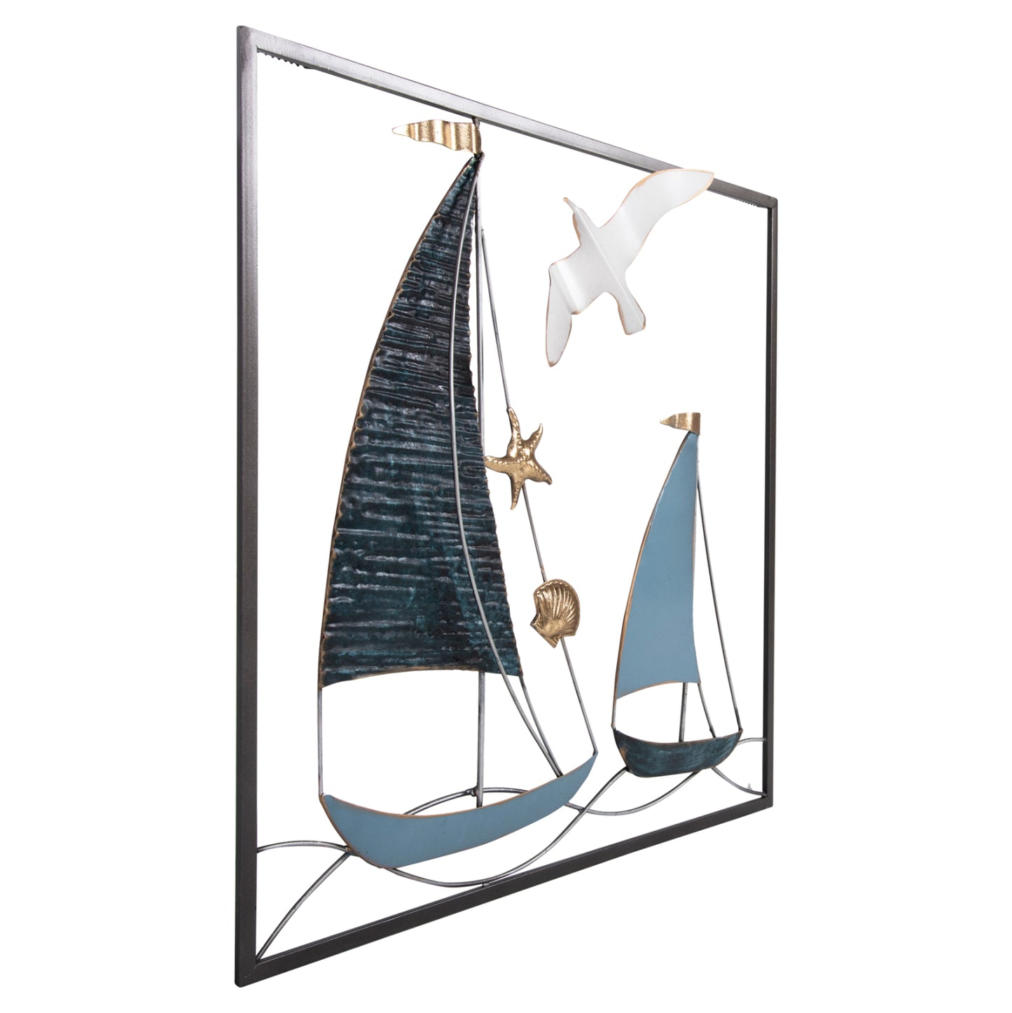 Wall Decoration Square Hm4203 Metal-boats 50x6x50cm
