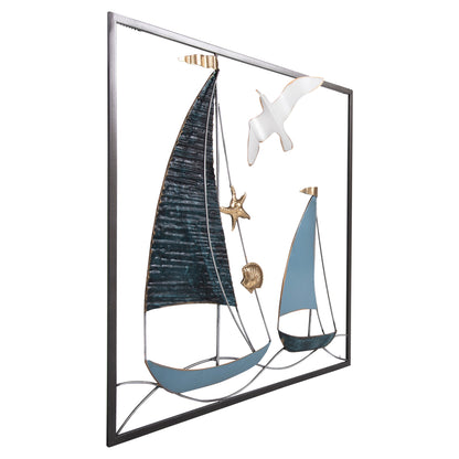 Wall Decoration Square Hm4203 Metal-boats 50x6x50cm