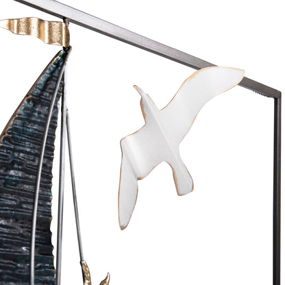 Wall Decoration Square Hm4203 Metal-boats 50x6x50cm