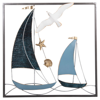 Wall Decoration Square Hm4203 Metal-boats 50x6x50cm