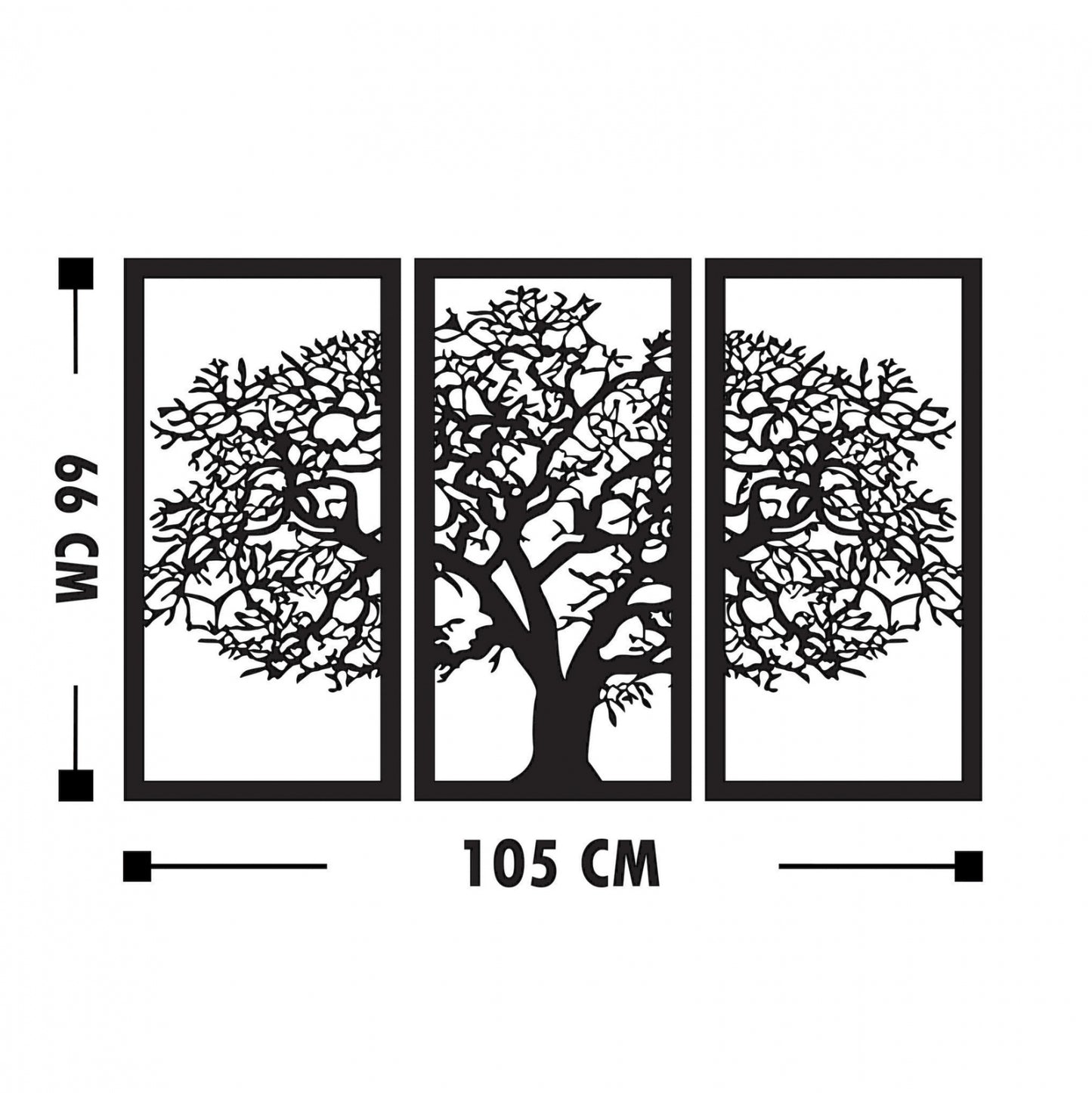 Wooden Black Wall Decoration With Tree 105x66 Hm7221