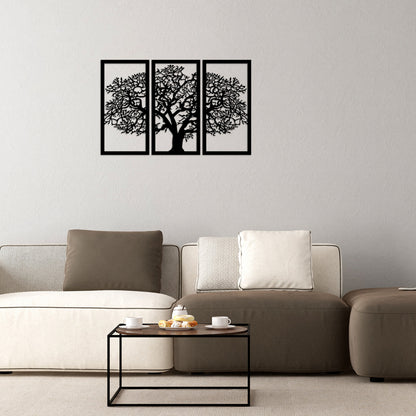 Wooden Black Wall Decoration With Tree 105x66 Hm7221