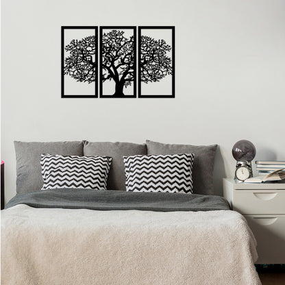 Wooden Black Wall Decoration With Tree 105x66 Hm7221