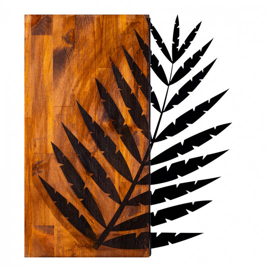 Wooden Wall Decoration With Metallic Leaf 50x58 Hm7225