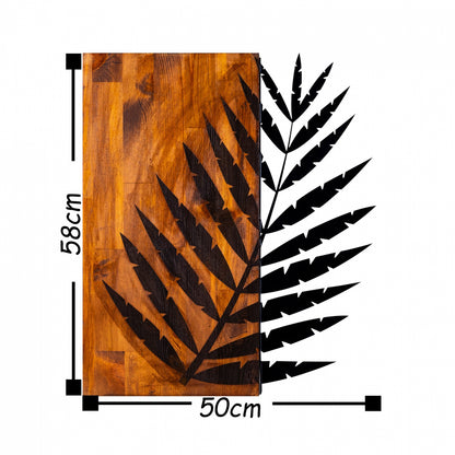 Wooden Wall Decoration With Metallic Leaf 50x58 Hm7225
