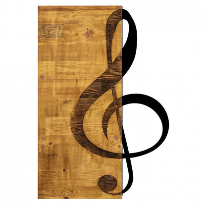 Wooden Wall Decoration With Black Metal Sol Key Hm7222 39x58 Cm.
