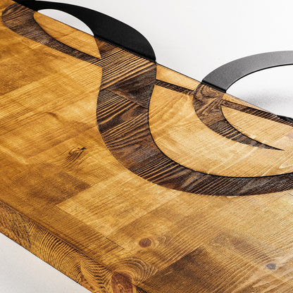 Wooden Wall Decoration With Black Metal Sol Key Hm7222 39x58 Cm.