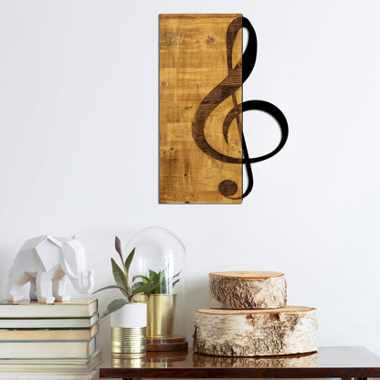 Wooden Wall Decoration With Black Metal Sol Key Hm7222 39x58 Cm.