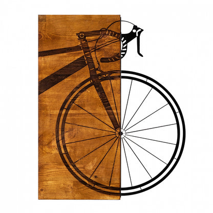 Wooden Wall Decoration With Metallic Bicycle 45x58 Hm7224