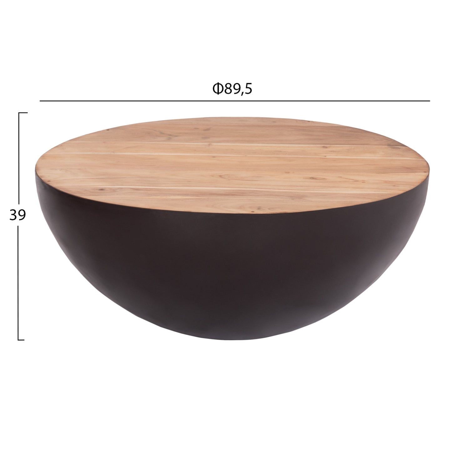 Decor Round Coffee Table Bowl Hm8717.22 Rusty With Acacia Wood Top Φ89.5x39hcm.