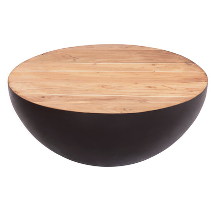 Decor Round Coffee Table Bowl Hm8717.22 Rusty With Acacia Wood Top Φ89.5x39hcm.