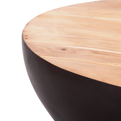 Decor Round Coffee Table Bowl Hm8717.22 Rusty With Acacia Wood Top Φ89.5x39hcm.