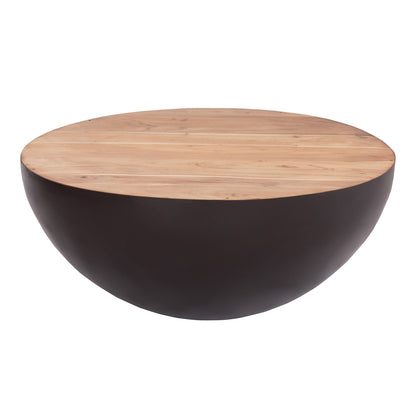 Decor Round Coffee Table Bowl Hm8717.22 Rusty With Acacia Wood Top Φ89.5x39hcm.
