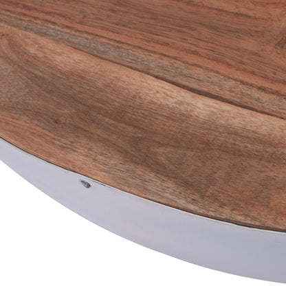 Decorative Coffee Table Bowl Round 90cm White With Acacia Wood Hm8717.03