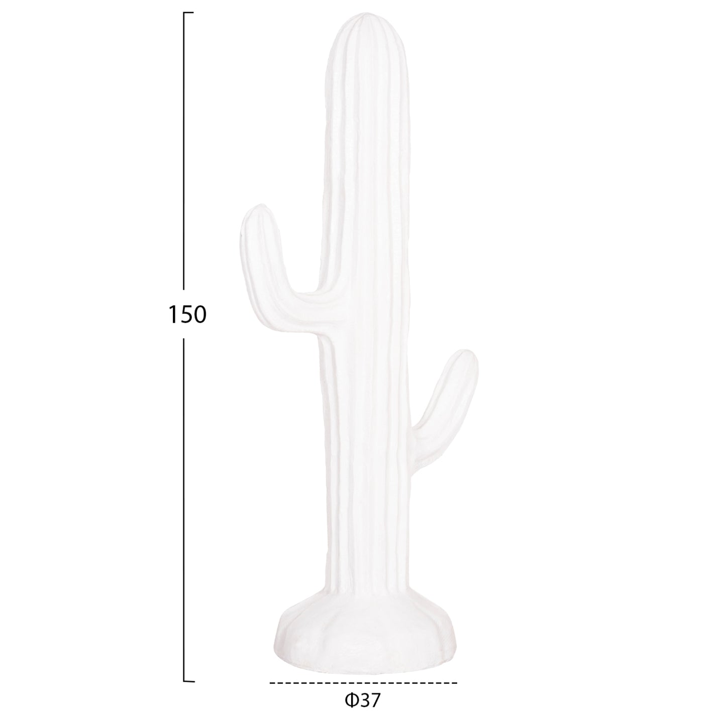 Decorative Floor Standing Cactus Hm4386.02l Plaster In White 63x37x150hcm.