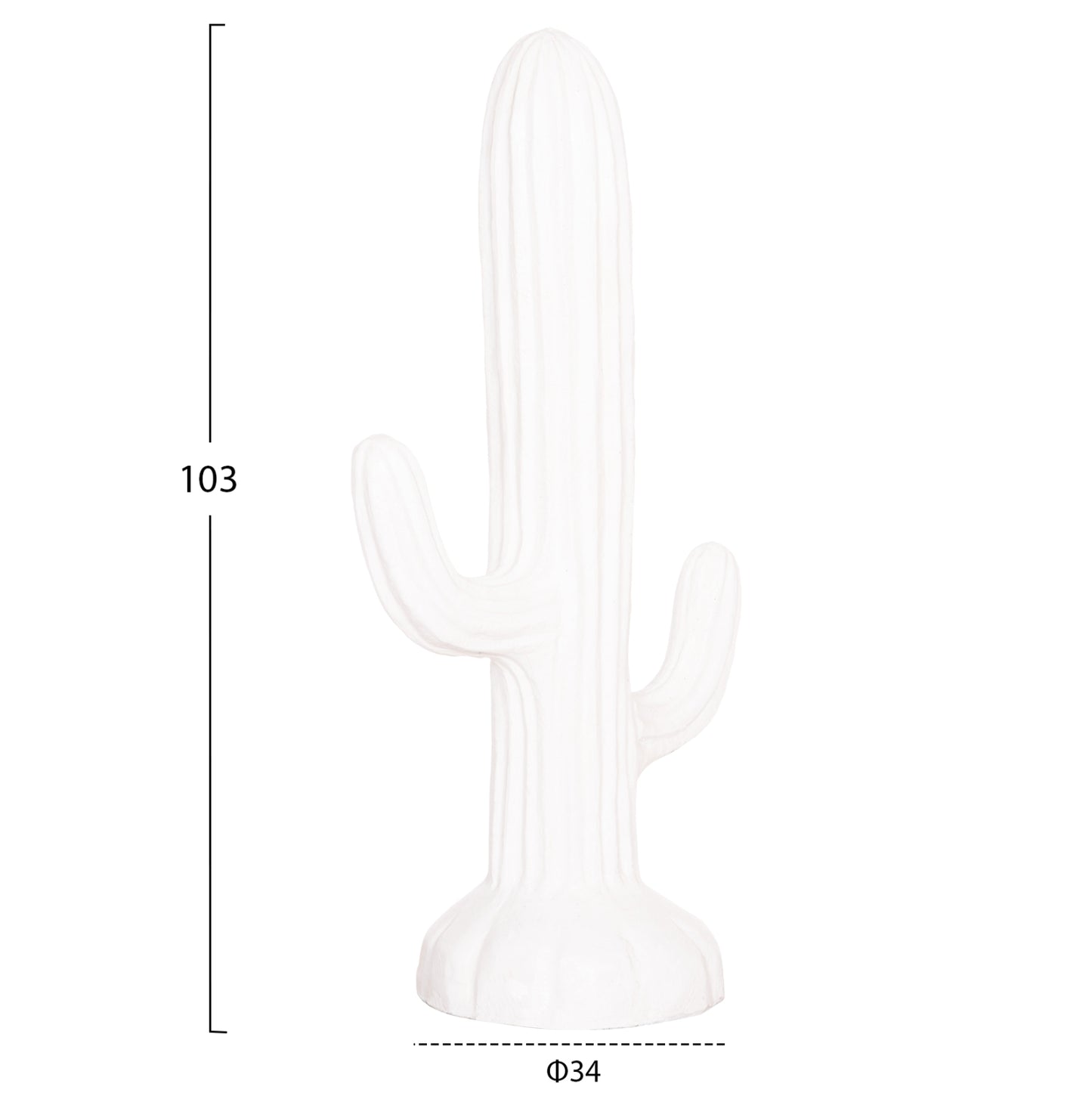 Decorative Floor Standing Cactus Hm4386.02m Plaster In White 54x34x103hcm.