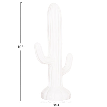 Decorative Floor Standing Cactus Hm4386.02m Plaster In White 54x34x103hcm.