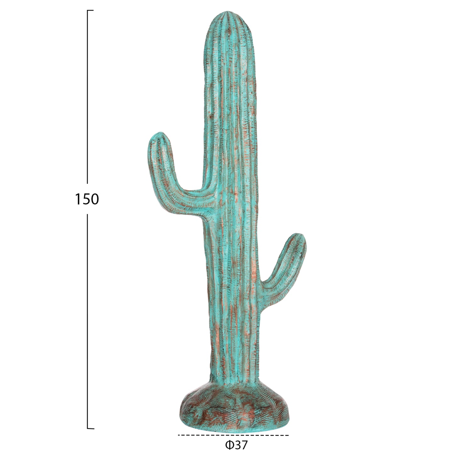 Decorative Floor Standing Cactus Hm4386.03l Plaster In Turquoise 63x37x150hcm.