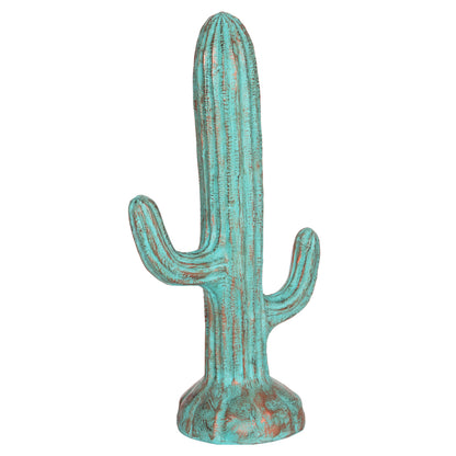 Decorative Floor Standing Cactus Hm4386.03m Plaster In Turquoise 54x34x103hcm.