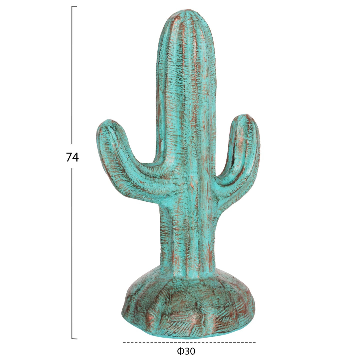 Decorative Floor Standing Cactus Hm4386.03s Plaster In Turquoise 42x30x74hcm.