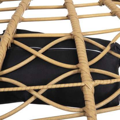 Double Hanging Nest With Footrest Gracie Hm5754.02 Beige Synthetic Rattan-grey Steel Frame Φ120x200hcm.