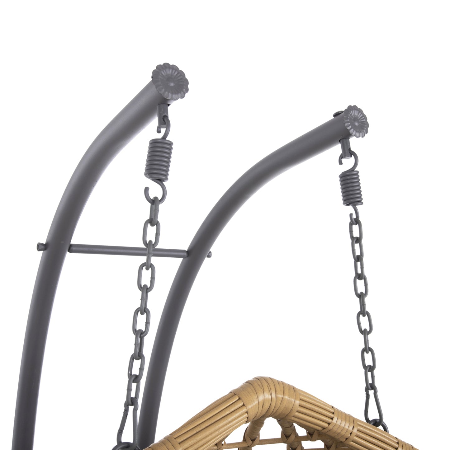 Double Hanging Nest With Footrest Gracie Hm5754.02 Beige Synthetic Rattan-grey Steel Frame Φ120x200hcm.