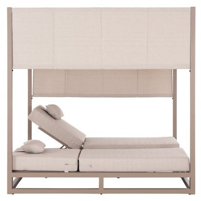 Double Lounge Sunbeds With Sunshades Gallant Hm6097.04 Aluminum In Cappuccino 2x2x2m