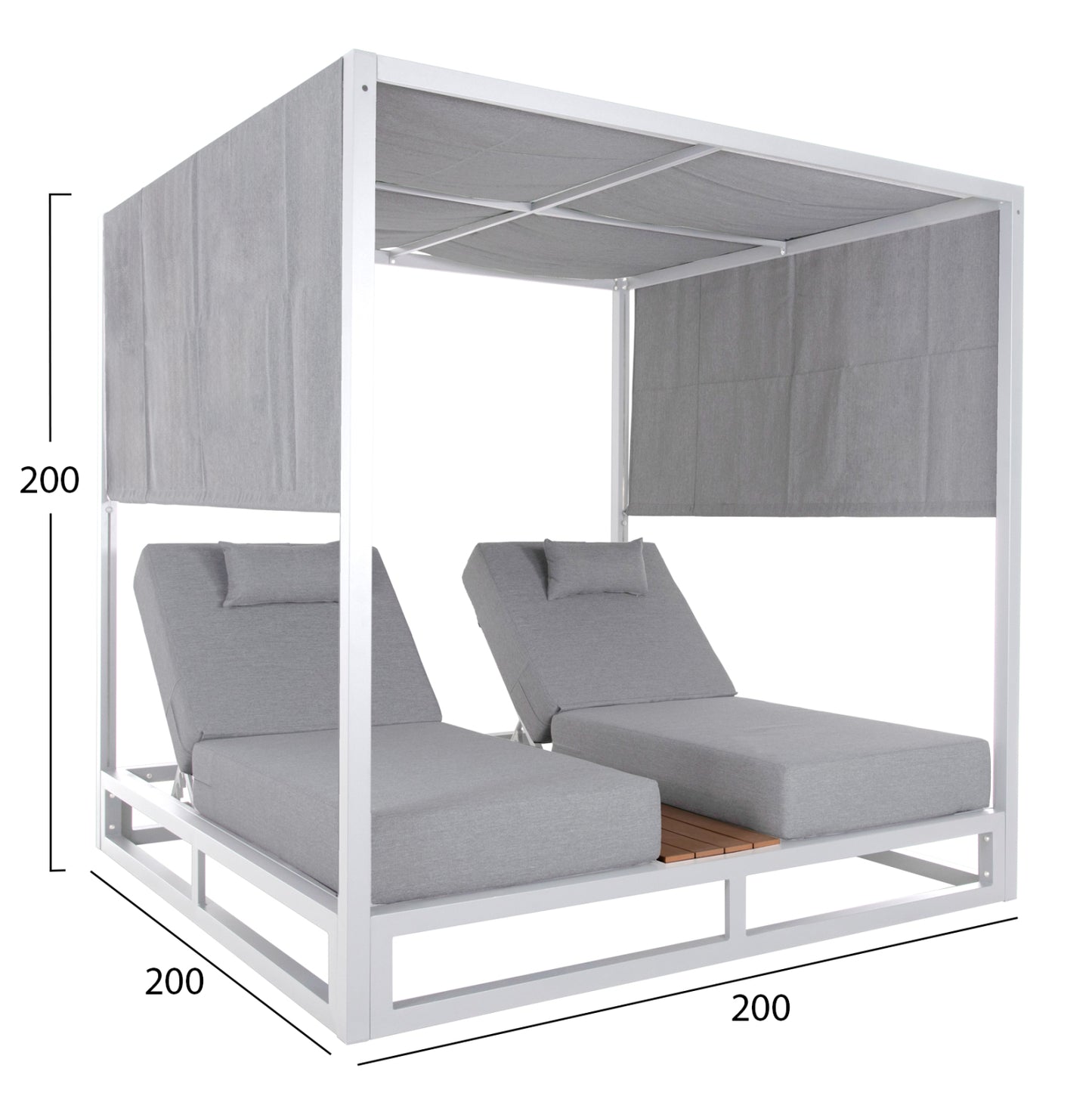 Double Lounge Sunbeds In A Cube With Sunshades Gallant Hm6097.02 Aluminum In White 2x2x2m