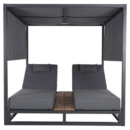 Double Lounge Sunbeds In A Cube With Sunshades Gallant Hm6097.01 Aluminum In Grey 2x2x2m