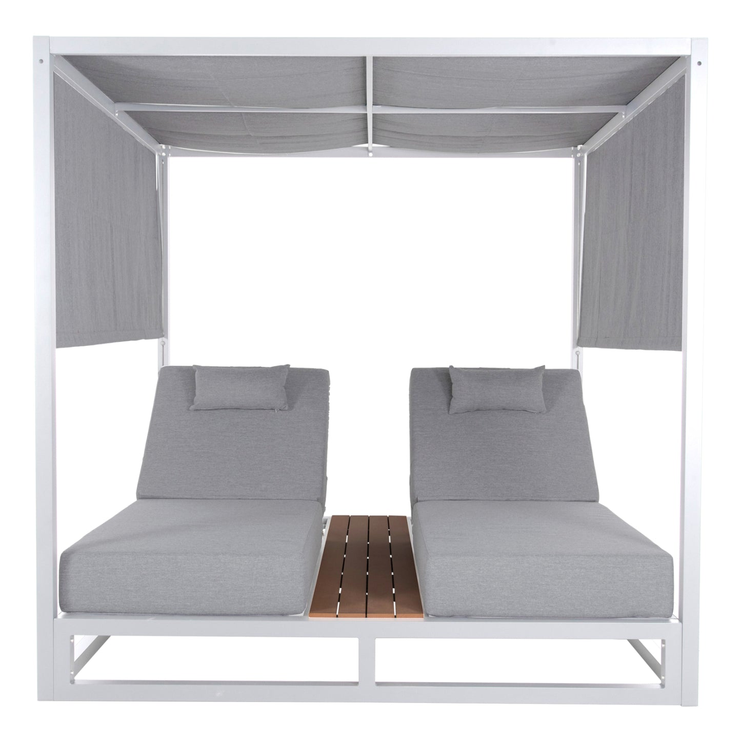 Double Lounge Sunbeds In A Cube With Sunshades Gallant Hm6097.02 Aluminum In White 2x2x2m