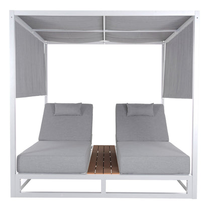 Double Lounge Sunbeds In A Cube With Sunshades Gallant Hm6097.02 Aluminum In White 2x2x2m