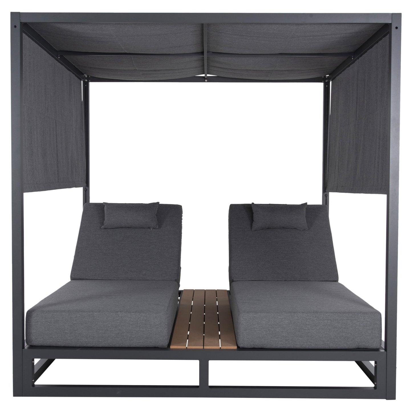 Double Lounge Sunbeds In A Cube With Sunshades Gallant Hm6097.01 Aluminum In Grey 2x2x2m