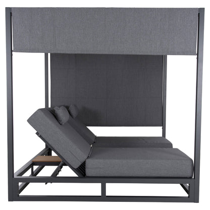 Double Lounge Sunbeds In A Cube With Sunshades Gallant Hm6097.01 Aluminum In Grey 2x2x2m