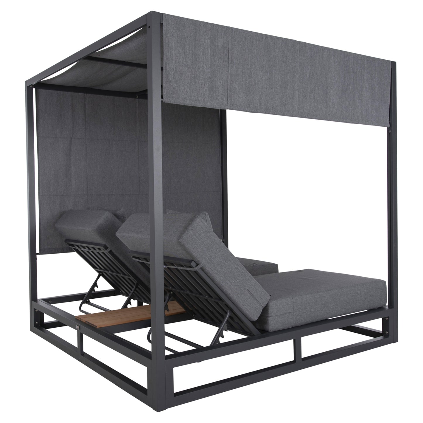 Double Lounge Sunbeds In A Cube With Sunshades Gallant Hm6097.01 Aluminum In Grey 2x2x2m