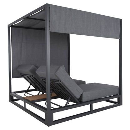 Double Lounge Sunbeds In A Cube With Sunshades Gallant Hm6097.01 Aluminum In Grey 2x2x2m